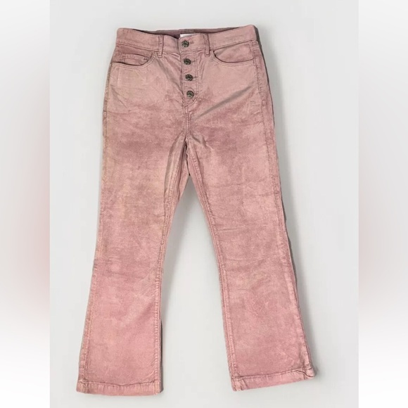 LOFT Pants - Ann Taylor LOFT Women's Sz 4 Velvet Button Front Kick Crop Pants Soft Pink Jeans